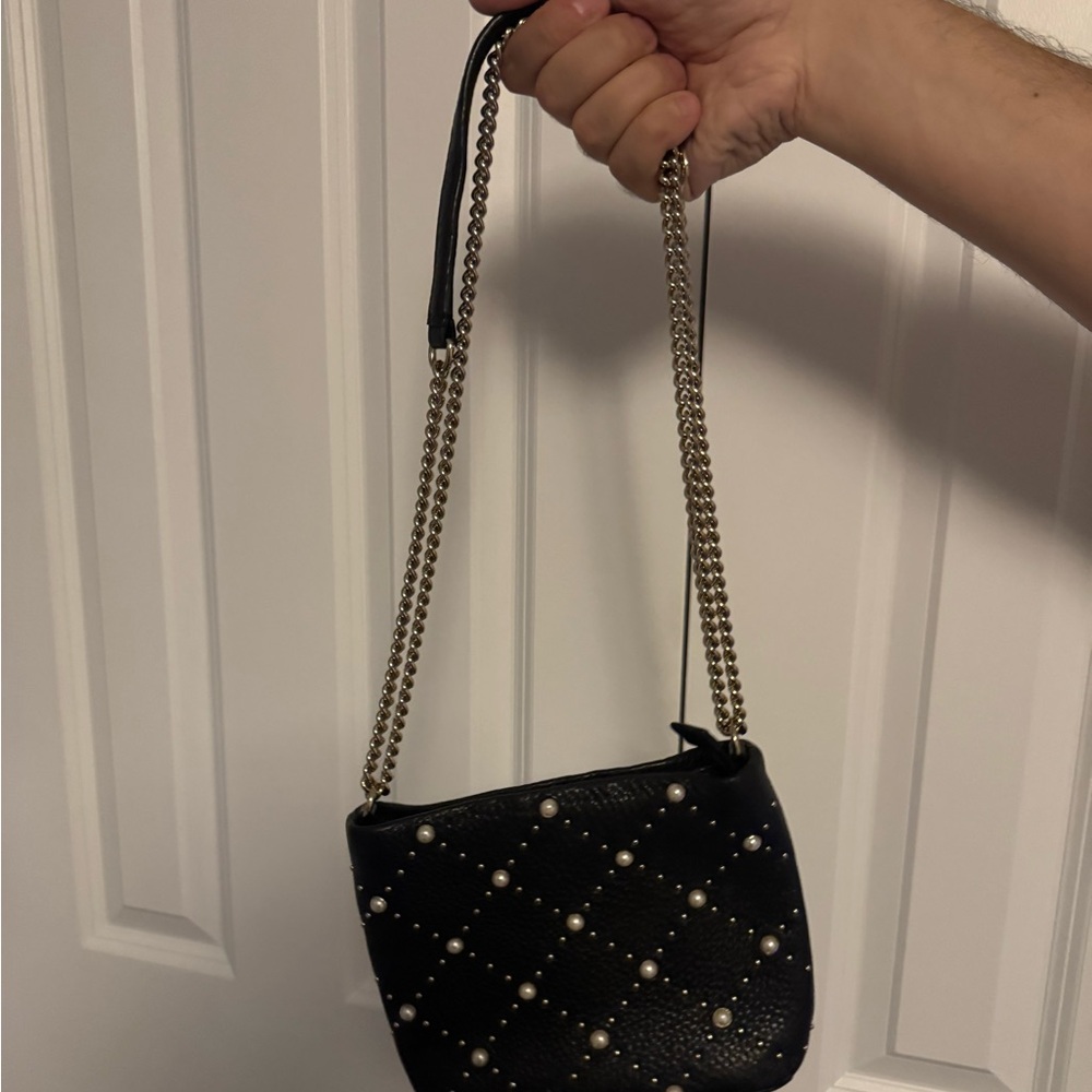 Kate Spade Black Quilted Crossbody Bag with Gold Chain